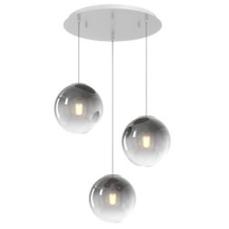 BIG ECLIPSE SOSPENSIONE ROTONDA 3 LUCI BIANCA CON DIFFUSORI A SFERA IN VETRO COLORATO MODERNA Top Light Illuminazione - Cristale
