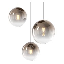 BIG ECLIPSE SOSPENSIONE ROTONDA 3 LUCI OTTONE CON DIFFUSORI A SFERA IN VETRO COLORATO MODERNA Top Light Illuminazione - Cristale 2