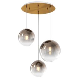 BIG ECLIPSE SOSPENSIONE ROTONDA 3 LUCI OTTONE CON DIFFUSORI A SFERA IN VETRO COLORATO MODERNA Top Light Illuminazione - Cristale