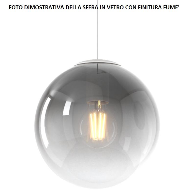 BIG ECLIPSE SOSPENSIONE ROTONDA 3 LUCI OTTONE CON DIFFUSORI A SFERA IN VETRO COLORATO MODERNA Top Light Illuminazione - Cristale