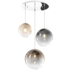 BIG ECLIPSE SOSPENSIONE ROTONDA 3 LUCI CROMO CON DIFFUSORI A SFERA IN VETRO COLORATO MODERNA Top Light Illuminazione - Cristalen