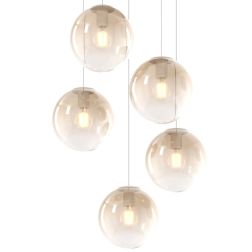 BIG ECLIPSE SOSPENSIONE ROTONDA 5 LUCI BIANCA CON DIFFUSORI A SFERA IN VETRO COLORATO MODERNA Top Light Illuminazione - Cristale 2