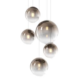 BIG ECLIPSE SOSPENSIONE ROTONDA 5 LUCI CROMO CON DIFFUSORI A SFERA IN VETRO COLORATO MODERNA Top Light Illuminazione - Cristalen 2