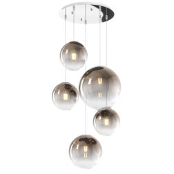 BIG ECLIPSE SOSPENSIONE ROTONDA 5 LUCI CROMO CON DIFFUSORI A SFERA IN VETRO COLORATO MODERNA Top Light Illuminazione - Cristalen