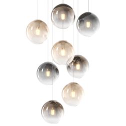 BIG ECLIPSE SOSPENSIONE ROTONDA 8 LUCI CROMO CON DIFFUSORI A SFERA IN VETRO COLORATO MODERNA Top Light Illuminazione - Cristalen 2