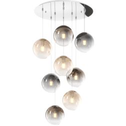 BIG ECLIPSE SOSPENSIONE ROTONDA 8 LUCI CROMO CON DIFFUSORI A SFERA IN VETRO COLORATO MODERNA Top Light Illuminazione - Cristalen