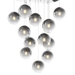 BIG ECLIPSE SOSPENSIONE ROTONDA 12 LUCI CROMO CON DIFFUSORI A SFERA IN VETRO COLORATO MODERNA Top Light Illuminazione - Cristale 2