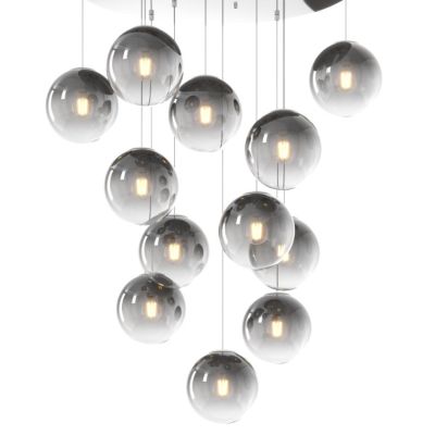 BIG ECLIPSE SOSPENSIONE ROTONDA 12 LUCI CROMO CON DIFFUSORI A SFERA IN VETRO COLORATO MODERNA Top Light Illuminazione - Cristale
