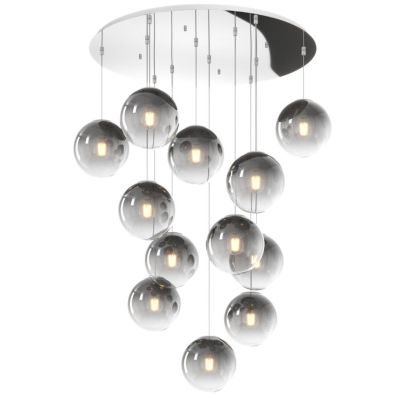 BIG ECLIPSE SOSPENSIONE ROTONDA 12 LUCI CROMO CON DIFFUSORI A SFERA IN VETRO COLORATO MODERNA Top Light Illuminazione - Cristale