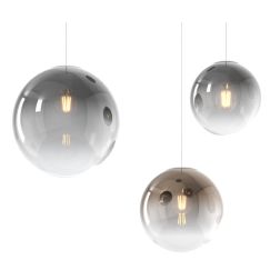 BIG ECLIPSE SOSPENSIONE 3 LUCI DECENTRATA IN METALLO BIANCO CON DIFFUSORI A SFERA IN VETRO COLORATO Top Light Illuminazione - Cr 2