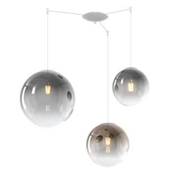 BIG ECLIPSE SOSPENSIONE 3 LUCI DECENTRATA IN METALLO BIANCO CON DIFFUSORI A SFERA IN VETRO COLORATO Top Light Illuminazione - Cr