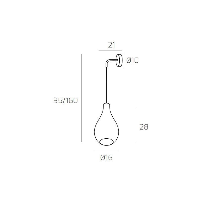 DROP 2.0 APPLIQUE MODERNA CON DIFFUSORE A GOCCIA IN VETRO REGOLABILE IN ALTEZZA 4 COLORI ATTACCO E27 Top Light Illuminazione - C