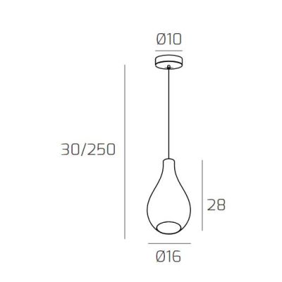 DROP 2.0 SOSPENSIONE MODERNA CON DIFFUSORE A GOCCIA D16 CM IN VETRO 4 COLORI ATTACCO E27 Top Light Illuminazione - Cristalensi S