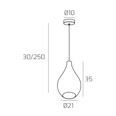 DROP 2.0 SOSPENSIONE MODERNA CON DIFFUSORE A GOCCIA D21 CM IN VETRO 4 COLORI ATTACCO E27 Top Light Illuminazione - Cristalensi S