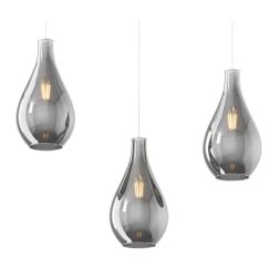 DROP 2.0 SOSPENSIONE 3 LUCI CROMO CON DIFFUSORI A GOCCIA IN VETRO COLORATO 4 COLORI MODERNA Top Light Illuminazione - Cristalens 2