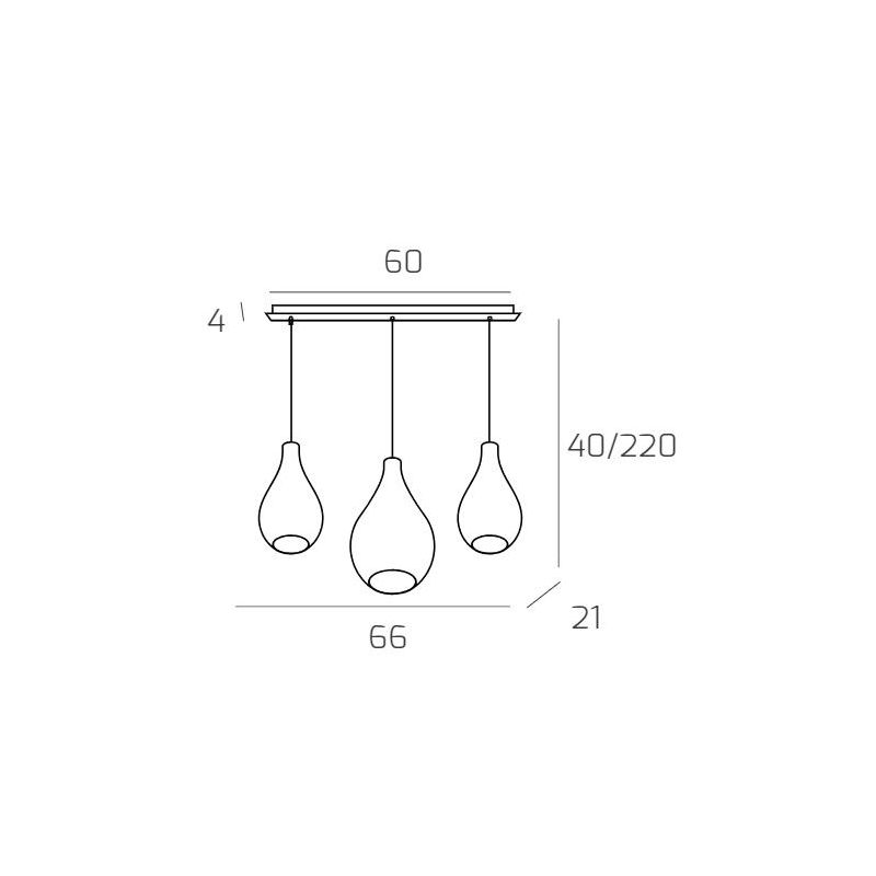 DROP 2.0 SOSPENSIONE 3 LUCI OTTONE CON DIFFUSORI A GOCCIA IN VETRO COLORATO DESIGN MODERNO Top Light Illuminazione - Cristalensi