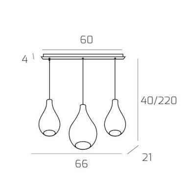 DROP 2.0 SOSPENSIONE 3 LUCI OTTONE CON DIFFUSORI A GOCCIA IN VETRO COLORATO DESIGN MODERNO Top Light Illuminazione - Cristalensi