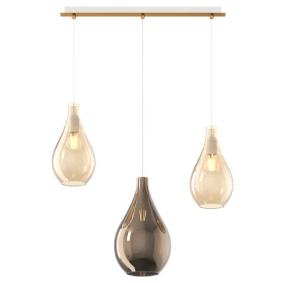 DROP 2.0 SOSPENSIONE 3 LUCI OTTONE CON DIFFUSORI A GOCCIA IN VETRO COLORATO DESIGN MODERNO Top Light Illuminazione - Cristalensi