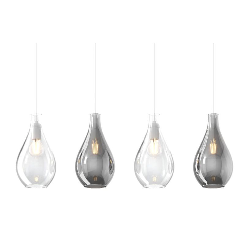 DROP 2.0 SOSPENSIONE 4 LUCI CROMO CON DIFFUSORI A GOCCIA IN VETRO COLORATO DESIGN MODERNO Top Light Illuminazione - Cristalensi 