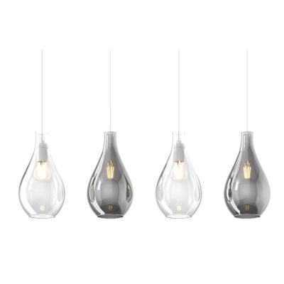 DROP 2.0 SOSPENSIONE 4 LUCI CROMO CON DIFFUSORI A GOCCIA IN VETRO COLORATO DESIGN MODERNO Top Light Illuminazione - Cristalensi 