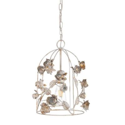 SOSPENSIONE CLASSICA IN FERRO BATTUTO AVORIO CON DECORI FLOREALI D30 CM CRISTALENSI LIGHT - Cristalensi Shop Online
