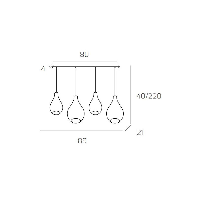 DROP 2.0 SOSPENSIONE 4 LUCI BIANCA CON DIFFUSORI A GOCCIA IN VETRO COLORATO DESIGN MODERNO Top Light Illuminazione - Cristalensi