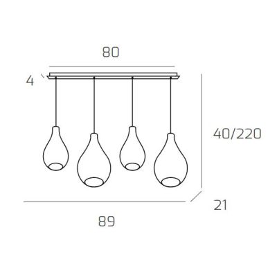 DROP 2.0 SOSPENSIONE 4 LUCI BIANCA CON DIFFUSORI A GOCCIA IN VETRO COLORATO DESIGN MODERNO Top Light Illuminazione - Cristalensi