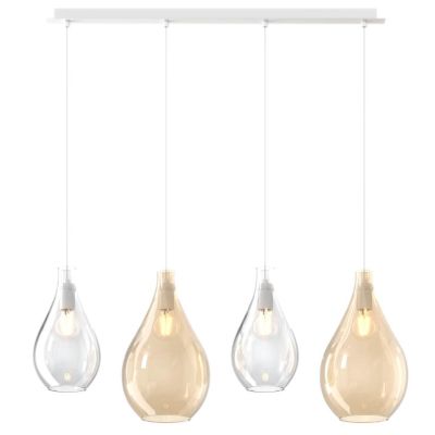DROP 2.0 SOSPENSIONE 4 LUCI BIANCA CON DIFFUSORI A GOCCIA IN VETRO COLORATO DESIGN MODERNO Top Light Illuminazione - Cristalensi