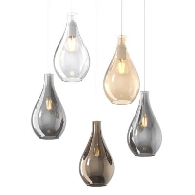 DROP 2.0 SOSPENSIONE RETTANGOLARE 5 LUCI CROMO CON DIFFUSORI A GOCCIA IN VETRO COLORATO DESIGN MODERNO Top Light Illuminazione -