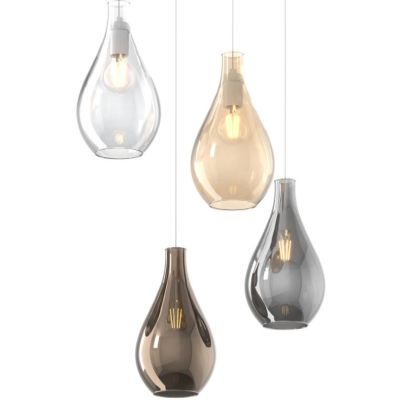 DROP 2.0 SOSPENSIONE RETTANGOLARE 5 LUCI CROMO CON DIFFUSORI A GOCCIA IN VETRO COLORATO DESIGN MODERNO Top Light Illuminazione -
