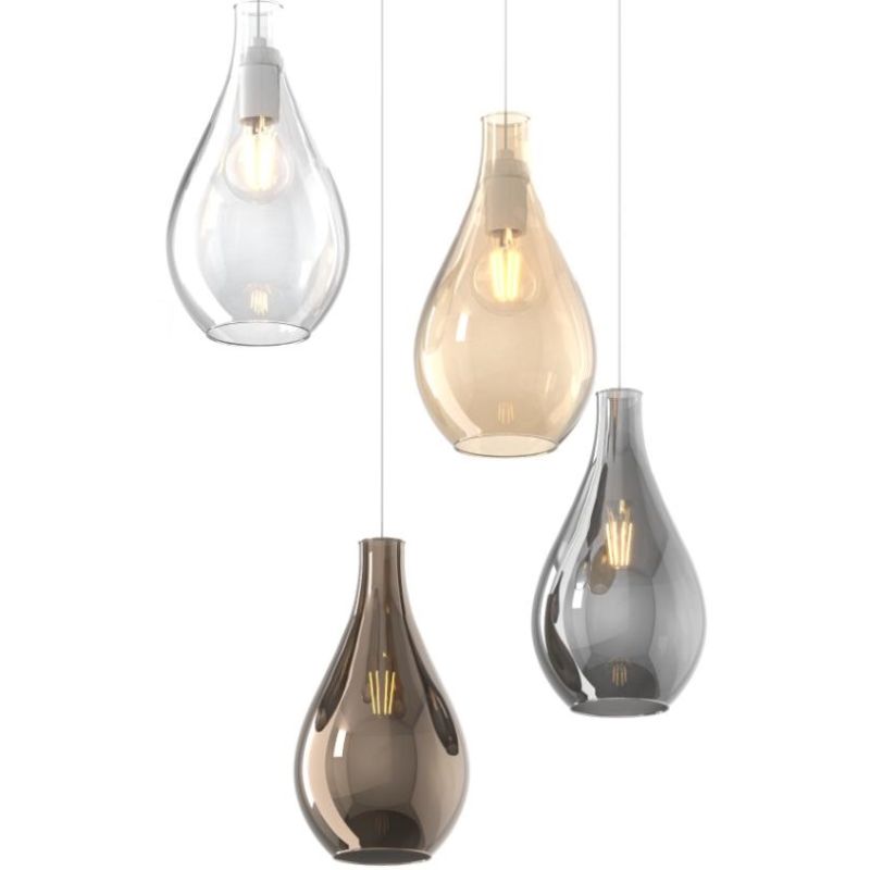 DROP 2.0 SOSPENSIONE RETTANGOLARE 7 LUCI OTTONE CON DIFFUSORI A GOCCIA IN VETRO COLORATO DESIGN MODERNO Top Light Illuminazione 