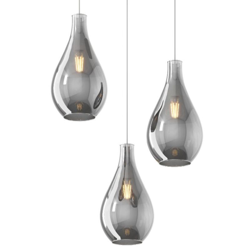 DROP 2.0 SOSPENSIONE ROTONDA 3 LUCI BIANCA CON DIFFUSORI A GOCCIA IN VETRO COLORATO DESIGN MODERNO Top Light Illuminazione - Cri