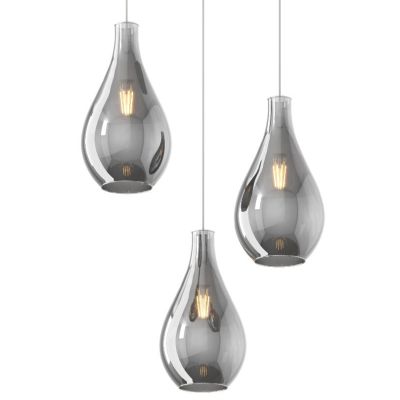 DROP 2.0 SOSPENSIONE ROTONDA 3 LUCI BIANCA CON DIFFUSORI A GOCCIA IN VETRO COLORATO DESIGN MODERNO Top Light Illuminazione - Cri