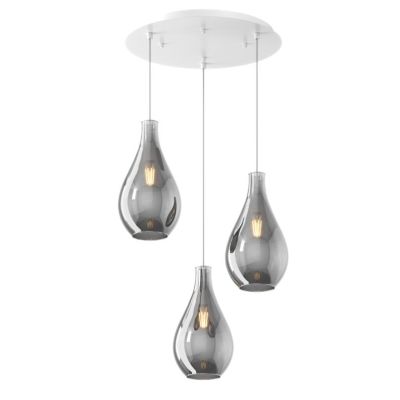 DROP 2.0 SOSPENSIONE ROTONDA 3 LUCI BIANCA CON DIFFUSORI A GOCCIA IN VETRO COLORATO DESIGN MODERNO Top Light Illuminazione - Cri