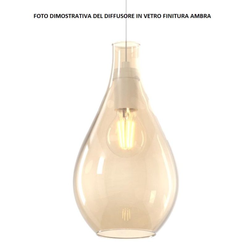 DROP 2.0 SOSPENSIONE ROTONDA 3 LUCI BIANCA CON DIFFUSORI A GOCCIA IN VETRO COLORATO DESIGN MODERNO Top Light Illuminazione - Cri