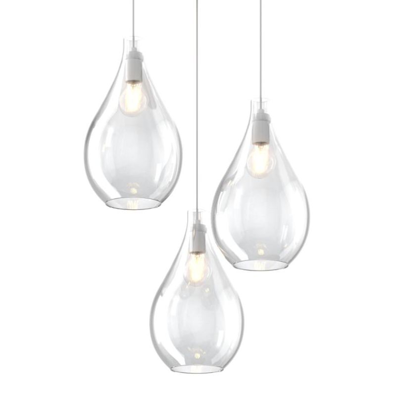 DROP 2.0 SOSPENSIONE ROTONDA 3 LUCI OTTONE CON DIFFUSORI A GOCCIA IN VETRO COLORATO DESIGN MODERNO Top Light Illuminazione - Cri