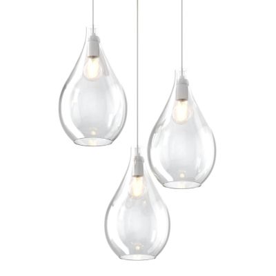 DROP 2.0 SOSPENSIONE ROTONDA 3 LUCI OTTONE CON DIFFUSORI A GOCCIA IN VETRO COLORATO DESIGN MODERNO Top Light Illuminazione - Cri