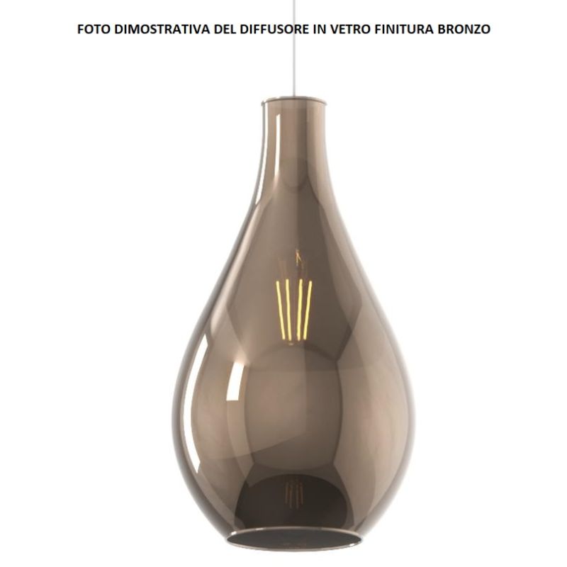 DROP 2.0 SOSPENSIONE ROTONDA 3 LUCI OTTONE CON DIFFUSORI A GOCCIA IN VETRO COLORATO DESIGN MODERNO Top Light Illuminazione - Cri
