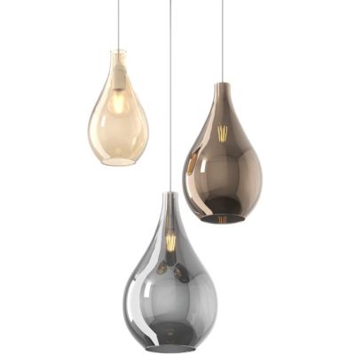 DROP 2.0 SOSPENSIONE ROTONDA 3 LUCI CROMO CON DIFFUSORI A GOCCIA IN VETRO COLORATO DESIGN MODERNO Top Light Illuminazione - Cris