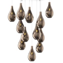 DROP 2.0 SOSPENSIONE ROTONDA 12 LUCI CROMO CON DIFFUSORI A GOCCIA IN VETRO COLORATO DESIGN MODERNO Top Light Illuminazione - Cri 2