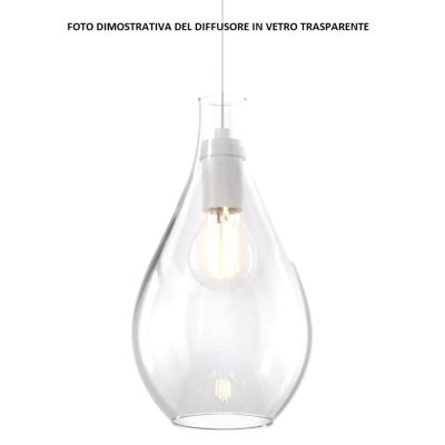 DROP 2.0 SOSPENSIONE 2 LUCI DECENTRATA IN FINITURA BIANCA CON DIFFUSORI A GOCCIA IN VETRO COLORATO Top Light Illuminazione - Cri