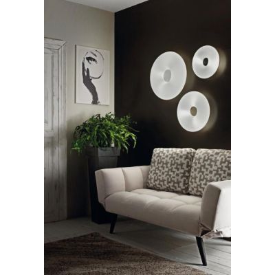 DODI LAMPADA DA PARETE IN VETRO SOFFIATO BIANCO FORMA CIRCOLARE DIAMETRO CM 42 DESIGN MODERNO DI OND ONDALUCE CICIRIELLO - Crist