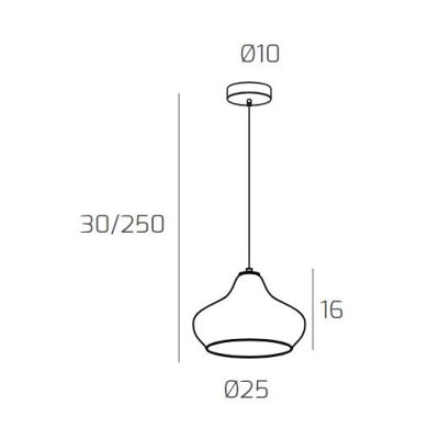 DRESS SOSPENSIONE SINGOLA D25 CM CON DIFFUSORE DI VETRO IN 3 COLORI LAMPADINA ATTACCO E27 MODERNA Top Light Illuminazione - Cris