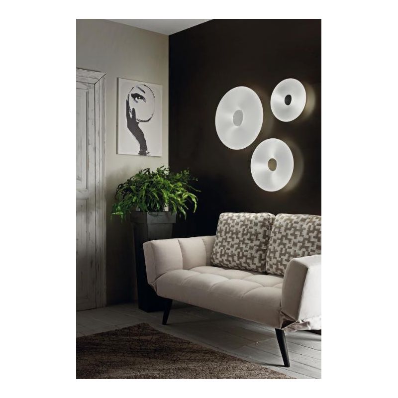 DODI LAMPADA DA PARETE IN VETRO SOFFIATO BIANCO FORMA CIRCOLARE DIAMETRO CM 35 DESIGN MODERNO DI OND ONDALUCE CICIRIELLO - Crist