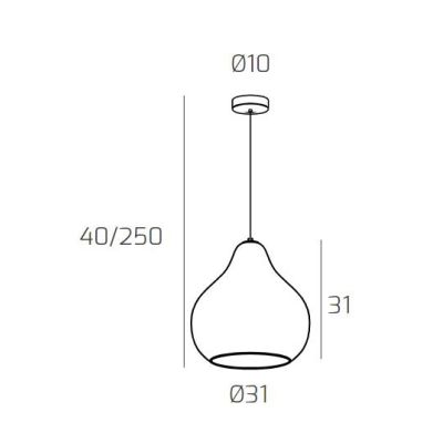 DRESS SOSPENSIONE SINGOLA D31 CM CON DIFFUSORE DI VETRO IN 3 COLORI LAMPADINA ATTACCO E27 MODERNA Top Light Illuminazione - Cris