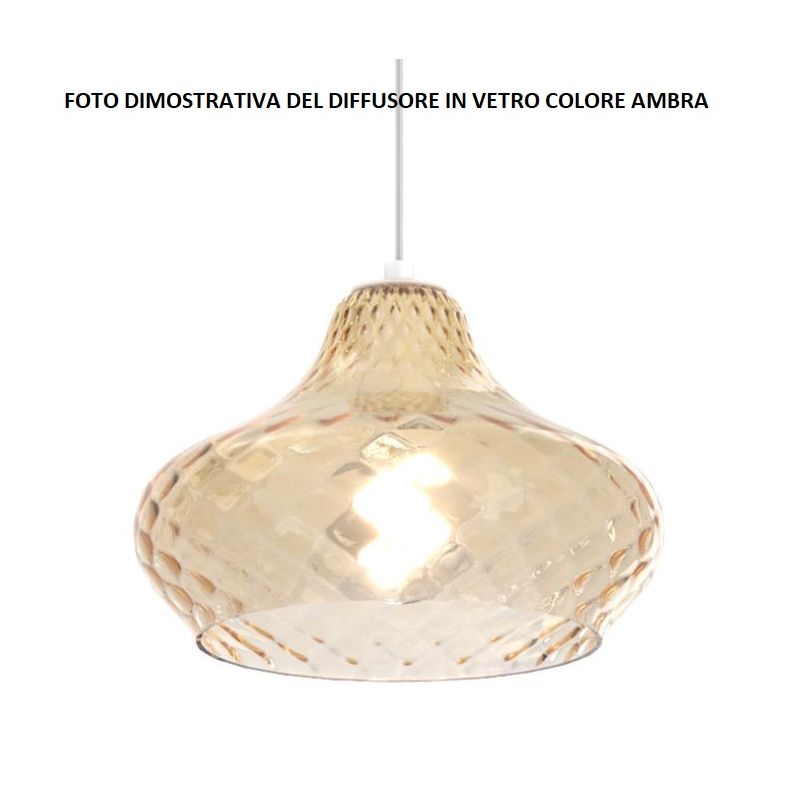 DRESS SOSPENSIONE 3 LUCI CON DIFFUSORI IN VETRO 3 COLORI LAMPADINE ATTACCO E27 MODERNA Top Light Illuminazione - Cristalensi Sho