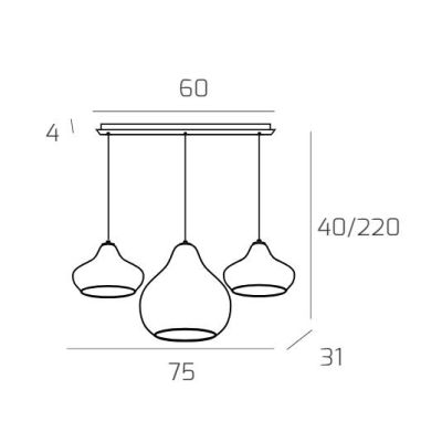 DRESS SOSPENSIONE 3 LUCI BIANCA CON DIFFUSORI IN VETRO 3 COLORI LAMPADINE ATTACCO E27 MODERNA Top Light Illuminazione - Cristale