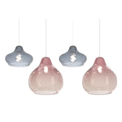 DRESS SOSPENSIONE 4 LUCI METALLO CROMO CON DIFFUSORI IN VETRO COLORATO LAMPADINE ATTACCO E27 MODERNA Top Light Illuminazione - C