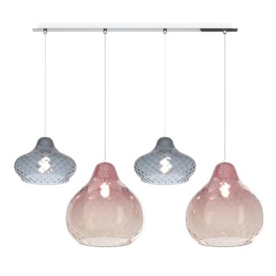 DRESS SOSPENSIONE 4 LUCI METALLO CROMO CON DIFFUSORI IN VETRO COLORATO LAMPADINE ATTACCO E27 MODERNA Top Light Illuminazione - C