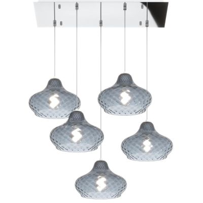 DRESS SOSPENSIONE 5 LUCI METALLO CROMO CON DIFFUSORI IN VETRO COLORATO LAMPADINE ATTACCO E27 MODERNA Top Light Illuminazione - C